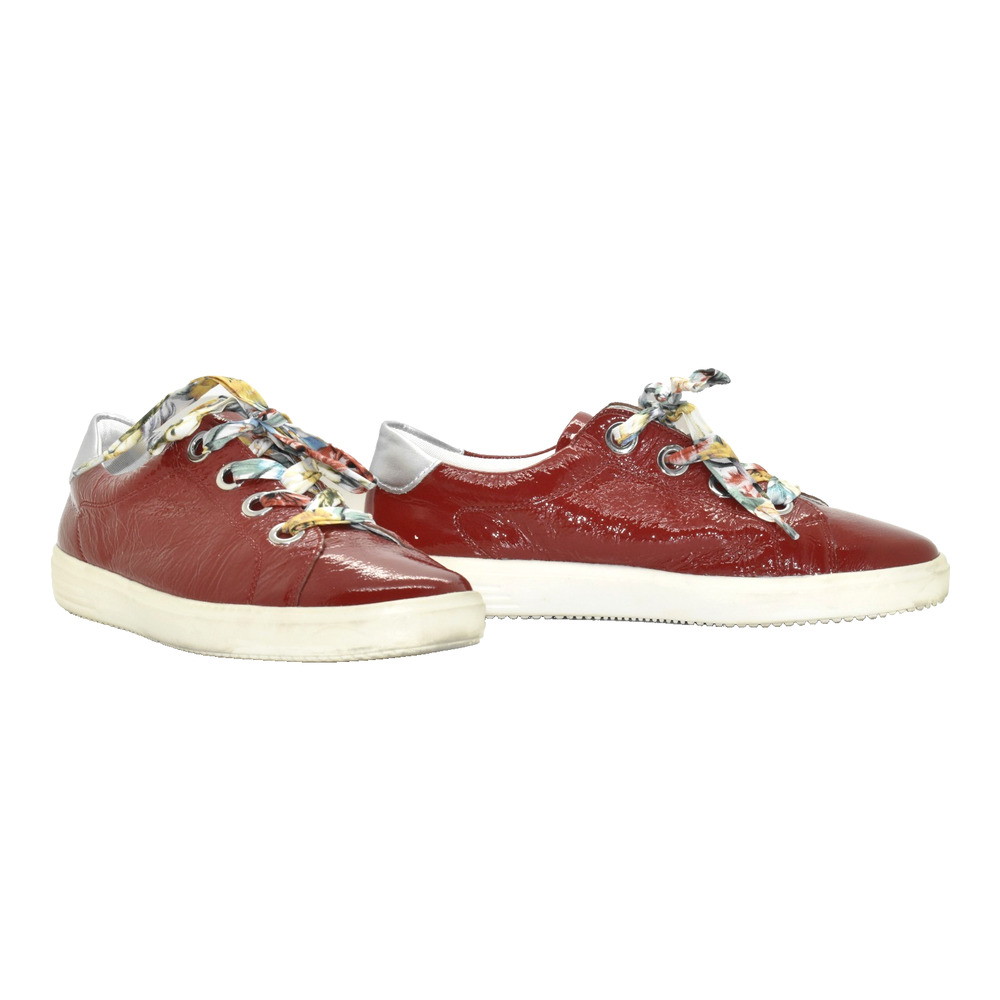 A6 Auth REMONTE Red Patent Silver Back SoftFoam Insole Sneaker D1400-33 Size 39
